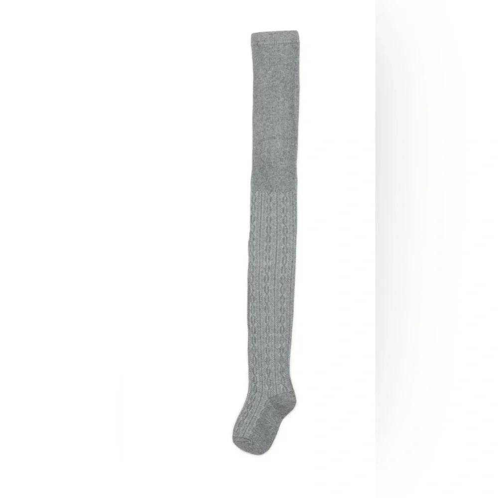 NWT WonderNation Girls Heavyweight Footed Tights‎ 2 Pack Cable Knit Gray Navy M